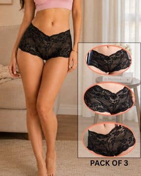 Shein Shein Women Set Of 3 Floral Lace Sheer Seamless Panties