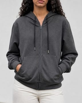 Shein Shein Women Full Sleeve Zipped Hoodie With Pocket