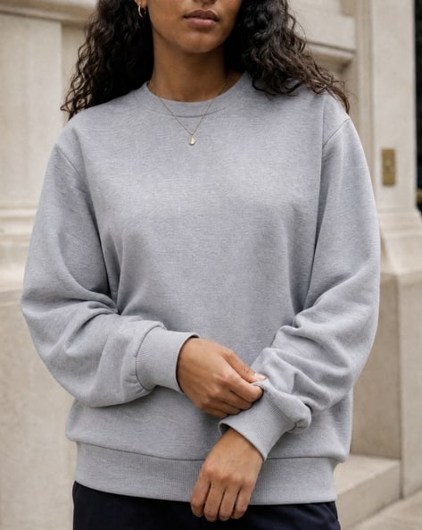 Shein Women Medium Length Full Sleeve Crew Sweatshirt