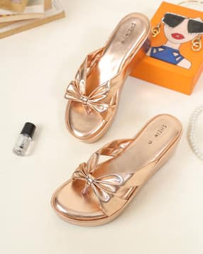 Shein Women Open Toe Bow Knot Strap Wedges Heeled Sandal-picture-23