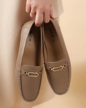 Shein Shein Women Round Toe Horsebit Detail Slip On Loafers