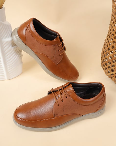 Shein Men Low Tops Round Toe Lace-Up Derby Shoes