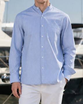Shein Men Mandarin Collar Full Sleeve Shirt With Chest Pocket-picture-46