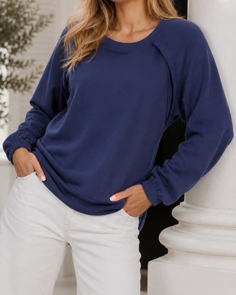 Shein Women Raglan Sleeve Criss Cross Back Strap Sweatshirt