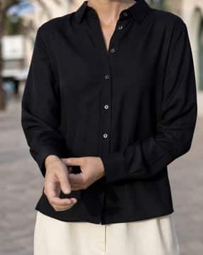 Shein Women Spread Collar Cuffed Full Sleeve Shirt-picture-35