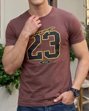 Shein Shein Men Short Sleeve Numeric Chest Print Crew Tshirt