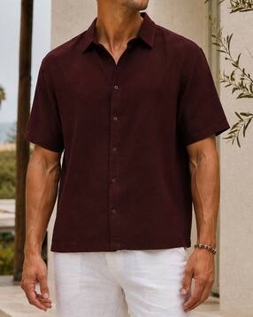 Shein Men Medium Length Spread Collar Short Sleeve Shirt-picture-19