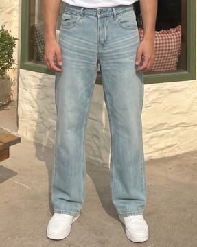 Shein Shein Men Full Length Fly With Button Closure Mid Wash Jeans