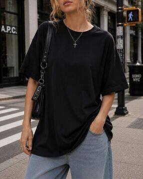 Shein Women Drop Shoulder Typographic Back Print Crew Tshirt-picture-21