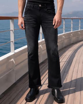 Shein Shein Men Full Length Frayed Hem Mid Wash Jeans