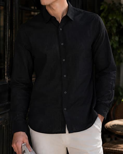Shein Men Medium Length Spread Collar Full Sleeve Shirt
