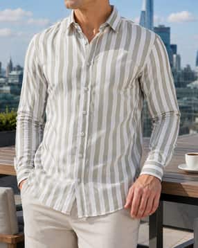Shein Men Spread Collar Full Sleeve Striped Shirt-picture-24