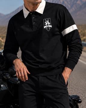 Shein Men Full Sleeve Graphic Placement Print Polo Sweatshirt-picture-15