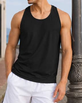 Shein Shein Men Sleeveless Racerback Colour-Blocked Tshirt