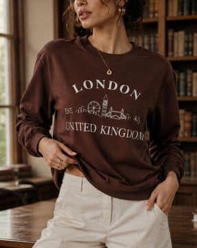 Shein Shein Women Typographic Chest Print Crew Sweatshirt