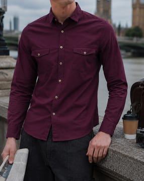 Shein Men Spread Collar Full Sleeve Shirt With Chest Pockets-picture-25