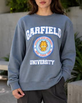 Shein Shein Women Full Sleeve Garfield Print Crew Sweatshirts