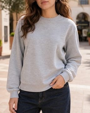 Shein Shein Women Medium Length Full Sleeve Crew Sweatshirt