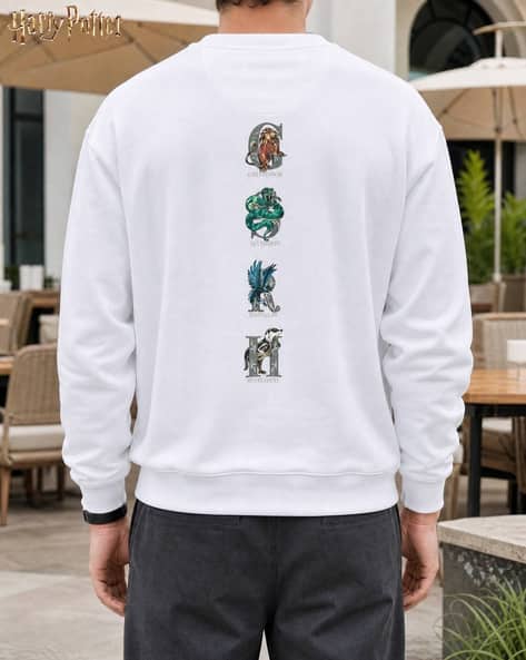Shein Men Full Sleeve Harry Potter Chest & Back Print Sweatshirt