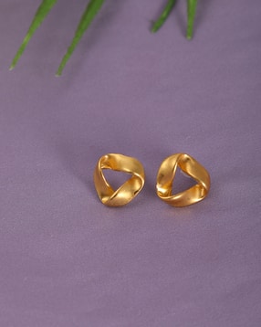 Shein Women Gold Twisted Designed Stud Earrings-picture-43