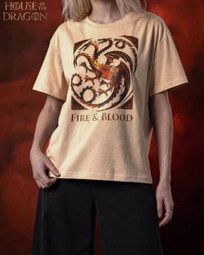 Shein Shein Women Short Sleeve House Of Dragon Print Crew Tshirt