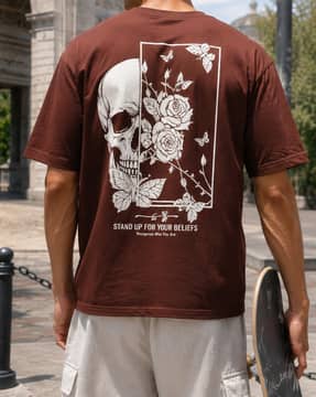 Shein Shein Men Punk Short Sleeves Graphic Back Print Crew Tshirt