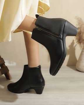 Shein Shein Women Zip Fastening Cone Heel Chelsea Boot