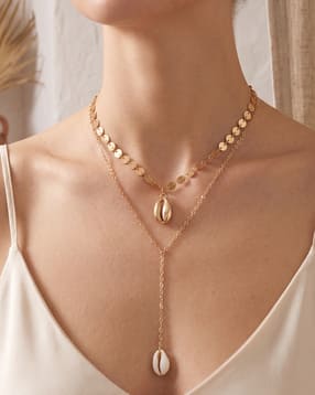Shein Women Gold Cowrie Shell Pendant Multi Layered Necklace-picture-30