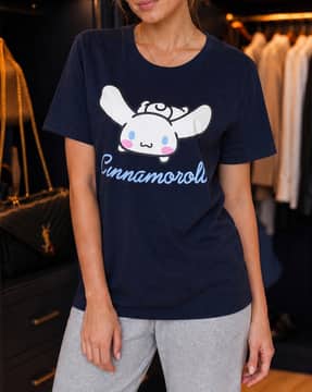 Shein Shein Women Short Sleeve Cinnamoroll Chest Print Lounge Tshirt