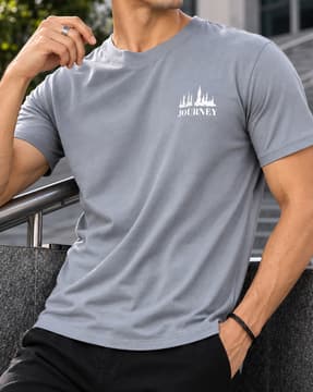Shein Shein Men Short Sleeve Graphic Back Print Crew Tshirt