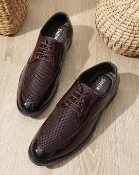 Shein Men Almond Toe Self Designed Lace Fastening Derby Shoe-picture-1