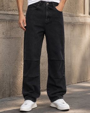 Shein Shein Men Panelled Fly With Button Closure Stone Wash Jeans