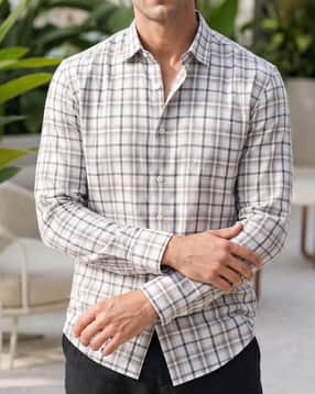 Shein Men Spread Collar Full Sleeve Checked Shirt With Pocket-picture-11