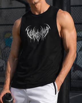 Shein Shein Men Graphic Chest Print Crew Singlet Tshirt