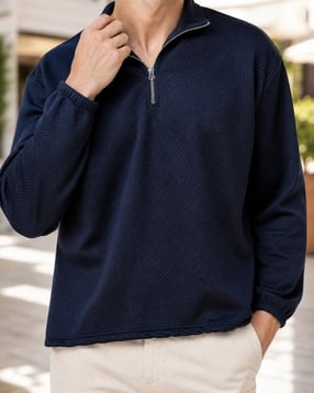 Shein Men Full Sleeve Self Designed Half Zip Sweatshirt-picture-37