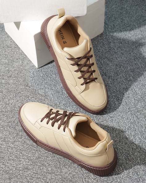 Shein Men Lace Fastening Round Toe Panelled Court Sneakers - Image 1