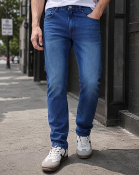 Shein Shein Men Activewear Low Rise Fly With Button Closure Mid Wash Jeans