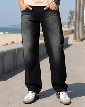 Shein Shein Men Full Length Low Rise Panelled Mid Wash Jeans