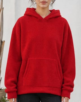 Shein Shein Women Drop Shoulder Fuzzy Hoodie With Pocket