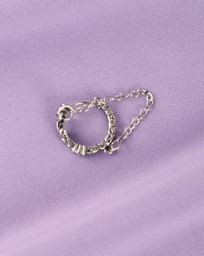 Shein Shein Men Silver Engraved Chain Detail Hoop Earring