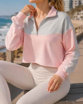 Shein Shein Women High Neck Drop Shoulder Half Zip Sweatshirt