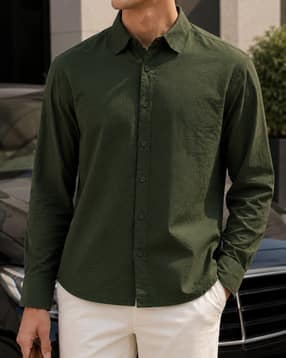 Shein Men Medium Length Spread Collar Full Sleeve Shirt-picture-14