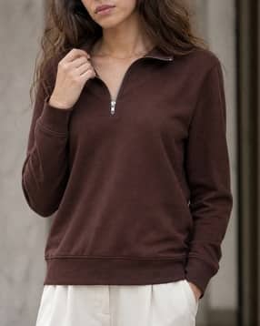 Shein Women Medium Length Full Sleeve Half Zip Sweatshirt-picture-21