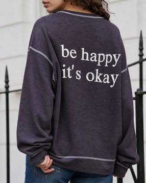 Shein Women Drop Shoulder Typographic Back Print Crew Sweatshirt-picture-38