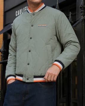 Shein Men Full Sleeve Contrast Trim Quilted Bomber Jacket-picture-27