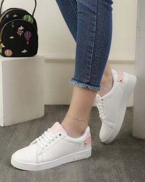 Shein Shein Women Contrast Strap Accent Lace Up Plimsoll Sneakers