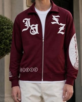 Shein Men Full Sleeve Typographic Print Zip Front Track Jacket-picture-13
