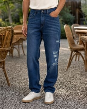 Shein Shein Men Full Length Mid Wash Distressed Jeans