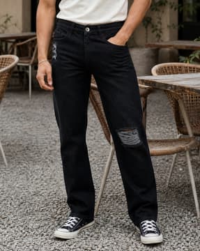 Shein Shein Men Full Length Light Wash Distressed Jeans
