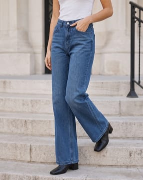 Shein Shein Women Full Length Fly With Button Closure Mid Wash Jeans